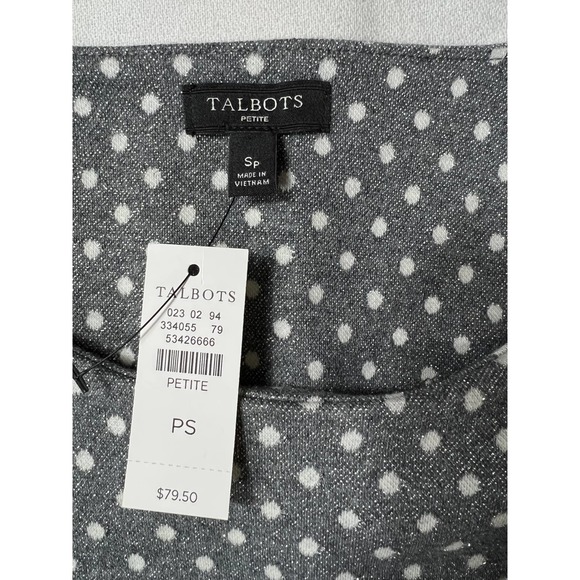 Talbots Zip Pocket Jacquard Top Sparkle Dot 3/4 Sleeve Size SP NWT - Picture 6 of 11